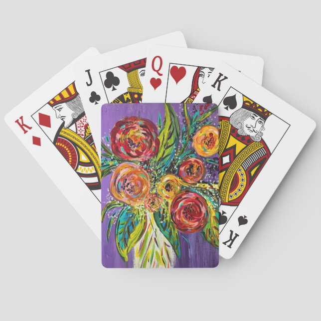 Klassische Spielkarten mit Blumenmuster (Rückseite)