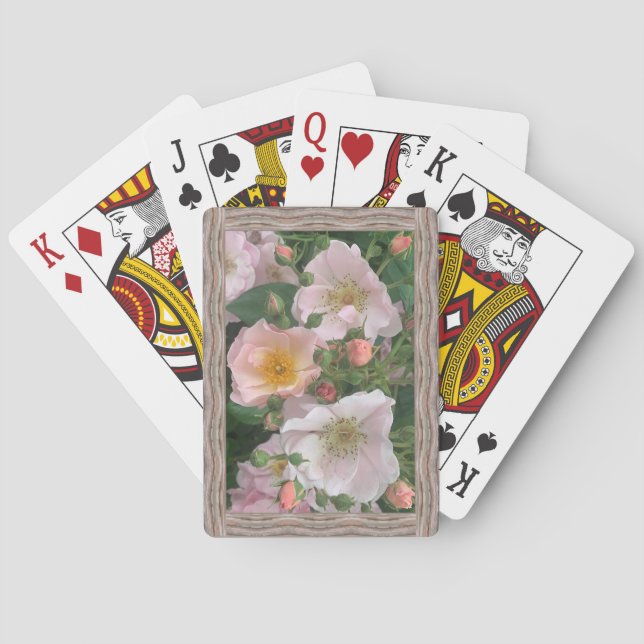 Klassische Spielkarten mit rosa Rosen (Rückseite)
