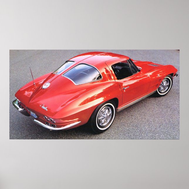 Klassische Split Window Red Corvette Poster (Vorne)