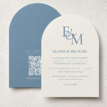 Klassische Staubblaue Monogramm-Minimalismus-Hochz