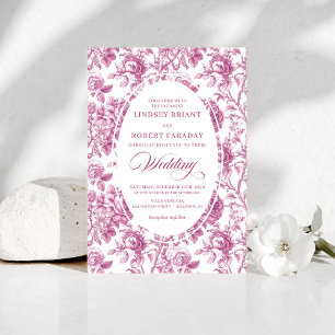 Klassische staubrosa Toile Floral Hochzeitseinladu Einladung