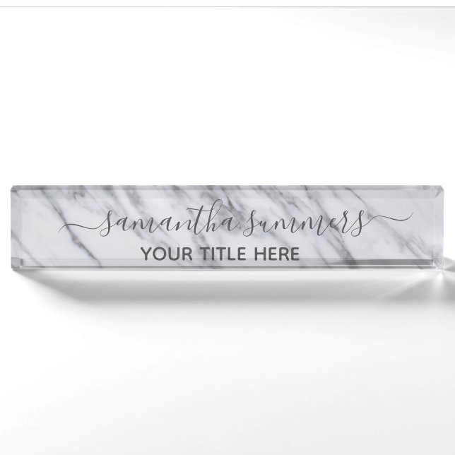 Klassische Steinmarble handgeschriebene Kalligrafi Namensplakette (Vorderseite)