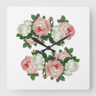 Klassische Stile Romantische Rose Quadratische Wanduhr