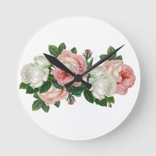 Klassische Stile Romantische Rose Runde Wanduhr