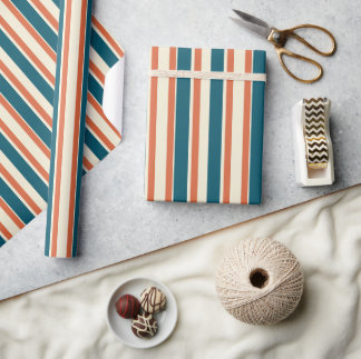 Klassische Streifen Blau und Orange Moderne Modern Geschenkpapier