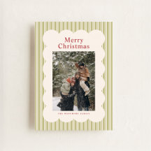 Klassische Streifen-Fotoweihnachtskarte