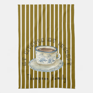 Klassische Streifen Monogramm Tasse Tasse Geschirrtuch