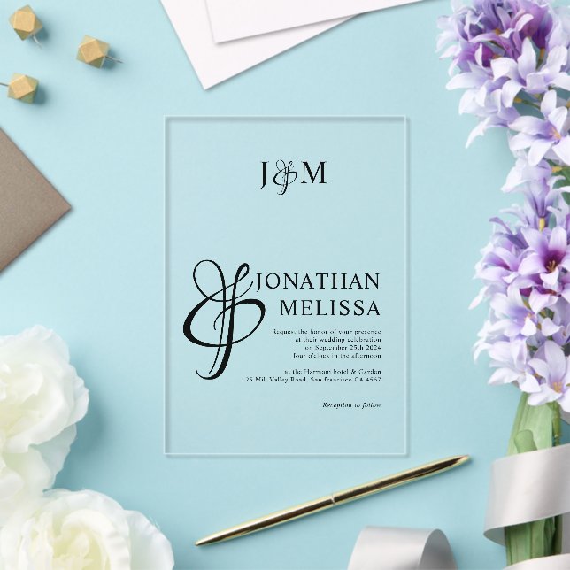 Klassische Stylische Ampersand-Script-Monogramm-Ho Acryleinladungen (In Situ (Hochzeit))