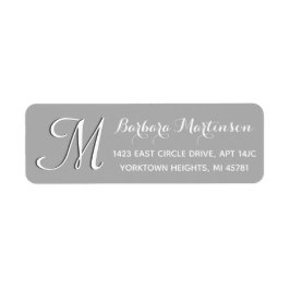 Klassische, stylische, grau-weiße Monogramm-Adress