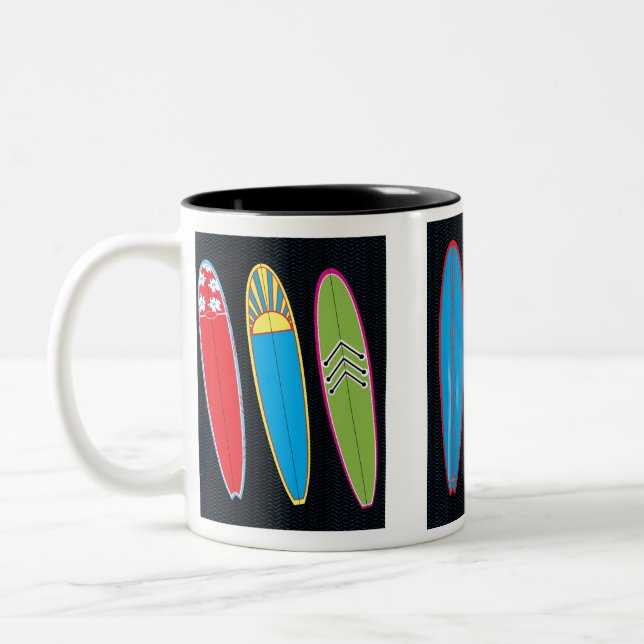 Klassische Surfbretter Zweifarbige Tasse (Links)