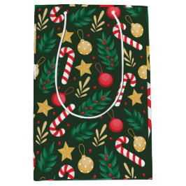 klassische Süßspeisen und Blätter Weihnachten Mittlere Geschenktüte