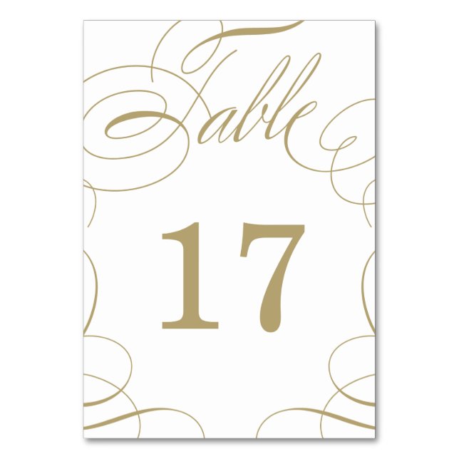 Klassische Swash Wedding Tischnummer Card (Vorderseite)