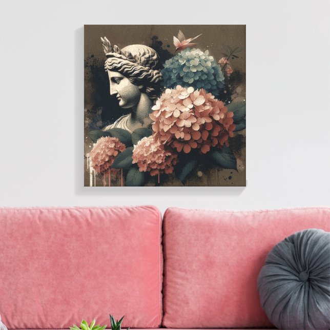 Klassische Szene mit Gipsumstatue Leinwanddruck (Insitu (Wohnzimmer))