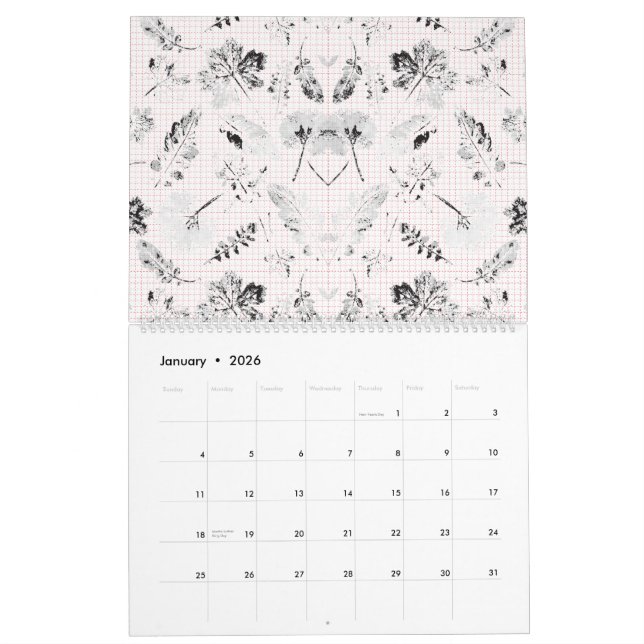 Klassische Tapeten aus schwarz-weißem Blumen Kalender (Jan 2026)