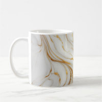 Klassische Tasse aus weißem Marmor mit goldenen Ve