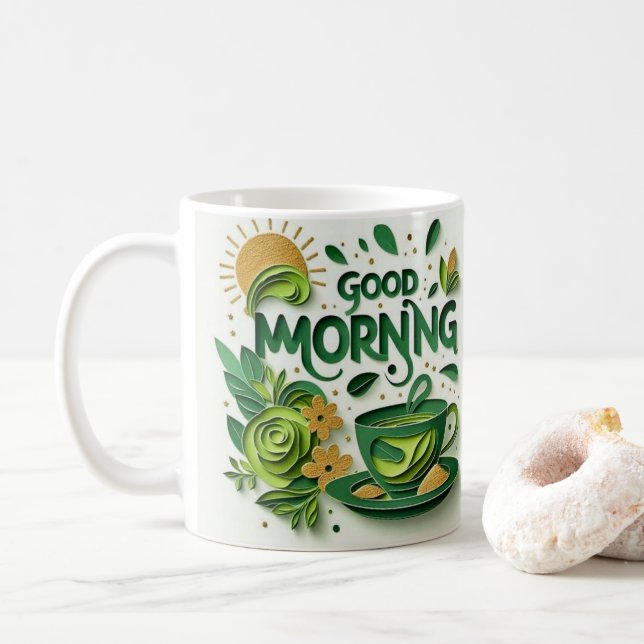 Klassische Tasse des guten Morgens (Mit Donut)