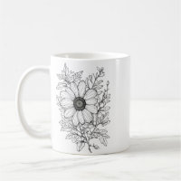 Klassische Tasse mit floraler Kontur Art