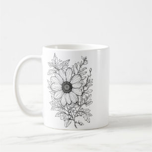 Klassische Tasse mit floraler Kontur Art
