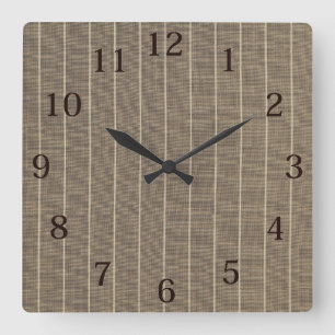 Klassische Taupe mit Streifen Quadratische Wanduhr