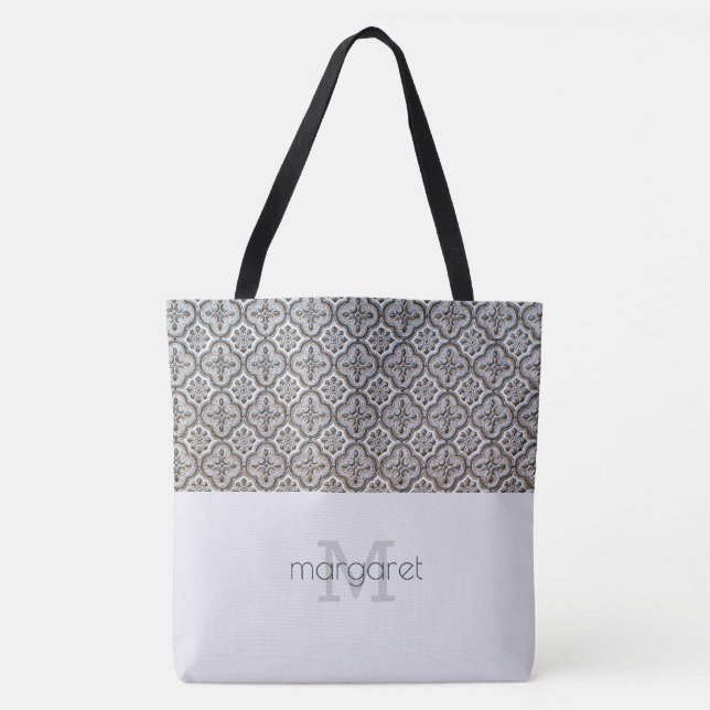 Klassische Texturierte Mit Monogramm Tote Tasche (Vorderseite)