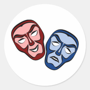 Klassische Theater-Gesichtsmasken Runder Aufkleber