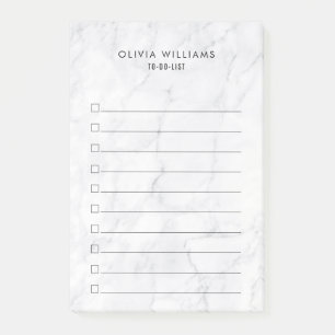 Klassische To-Do-Liste aus weißem Marmor Post-it Klebezettel