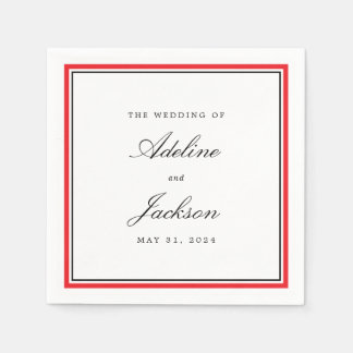 Klassische traditionelle Hochzeit in Rot und Schwa Serviette