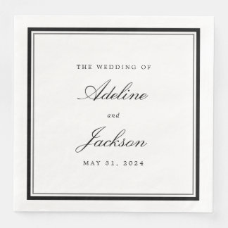 Klassische traditionelle Hochzeit in Schwarz und W Serviette