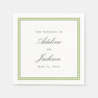Klassische traditionelle Hochzeit mit grünen Grenz Serviette