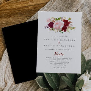 Klassische tropische Black Burgundy-Hochzeit Einladung