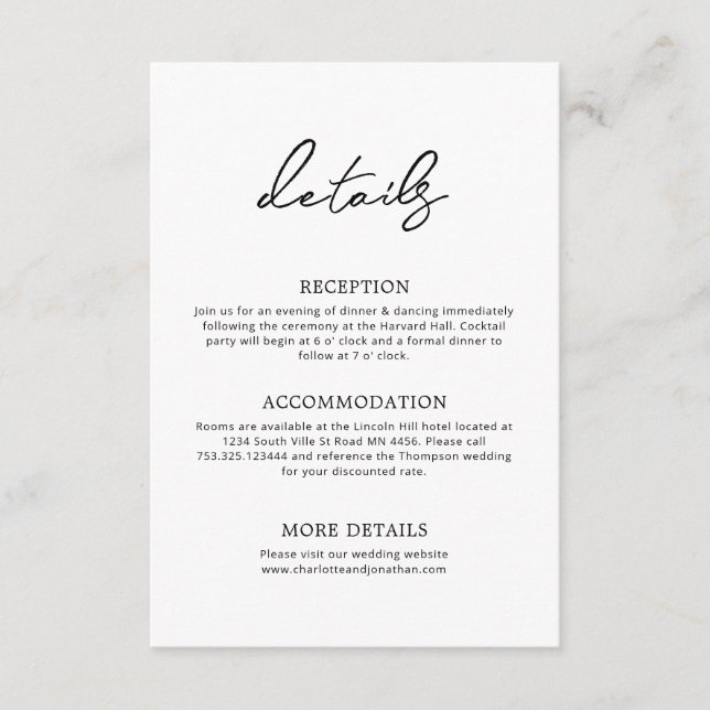 Klassische Typografie Begleitkarte (Vorderseite)