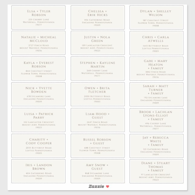 Klassische Typografie | Beige Guest Address Labels (Blatt)