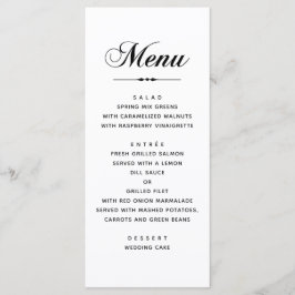Klassische Typografie-Hochzeit in Schwarz-Weiß Menükarte