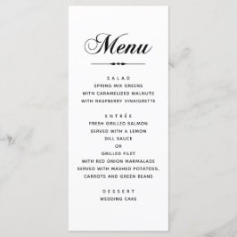Klassische Typografie-Hochzeit in Schwarz-Weiß Menükarte