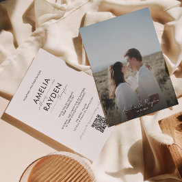 Klassische Typografie Script Foto QR Code Hochzeit Einladung