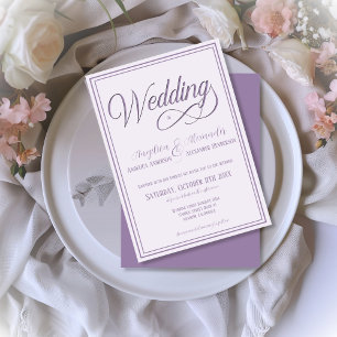 Klassische Typografie Soft Lilac feierliche Hochze Einladung