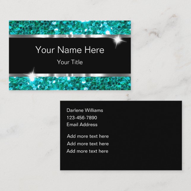Klassische und glanzvolle Aquamarine Imitate Glitt Visitenkarte (Vorne/Hinten)