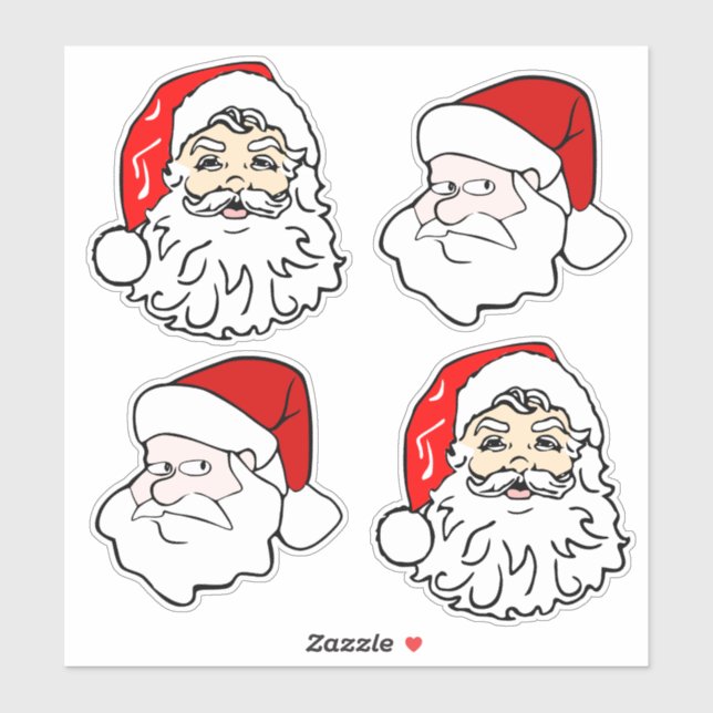 Klassische und moderne Santa Faces Aufkleber (Blatt)
