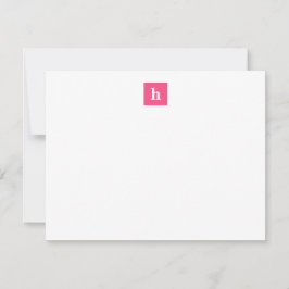 Klassische und moderne Square Monogramm in Rosa Mitteilungskarte
