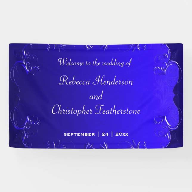 Klassische und romantische Royal Blue Wedding Will Banner (Horizontal)