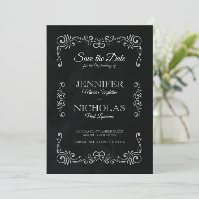 Klassische und Vintage feierliche Hochzeit Einladung (Stehend Vorderseite)
