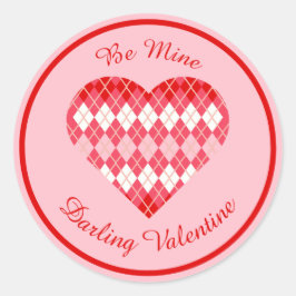 Klassische Valentine Raute Herz Rot und Rosa Runder Aufkleber