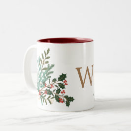 Klassische Verzauberung Elegantes Weihnachtsmongra Zweifarbige Tasse