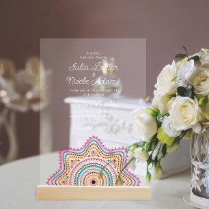 Klassische Verzierte Art Deco Stil Mandala Wedding Acryleinladungen