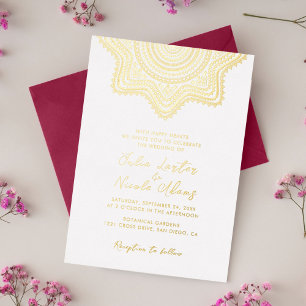 Klassische Verzierte Art Deco Stil Mandala Wedding Folieneinladung