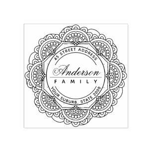 KLASSISCHE VERZIERTE CUSTOM FAMILIENNAME RÜCKSENDE GUMMISTEMPEL