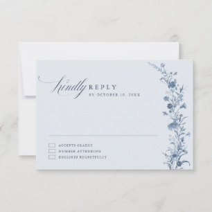 Klassische viktorianische blaue französische Garte RSVP Karte