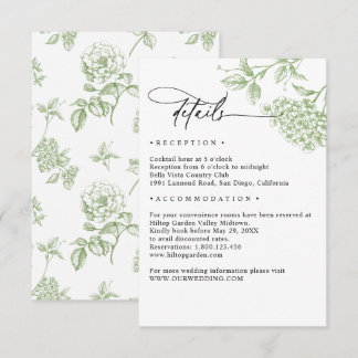 Klassische viktorianische grüne florale Hochzeitsd Begleitkarte
