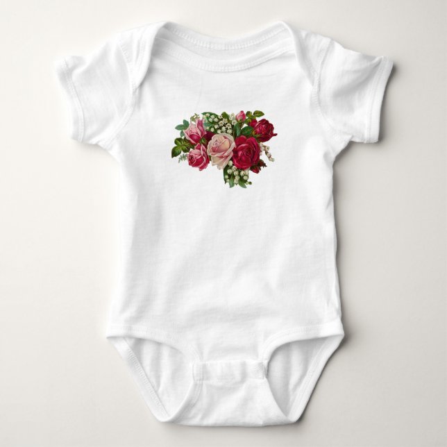 Klassische Viktorianische Rose Lily of the Valley  Baby Strampler (Vorderseite)