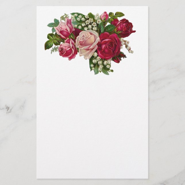 Klassische Viktorianische Rose Lily of the Valley  Briefpapier (Vorderseite)